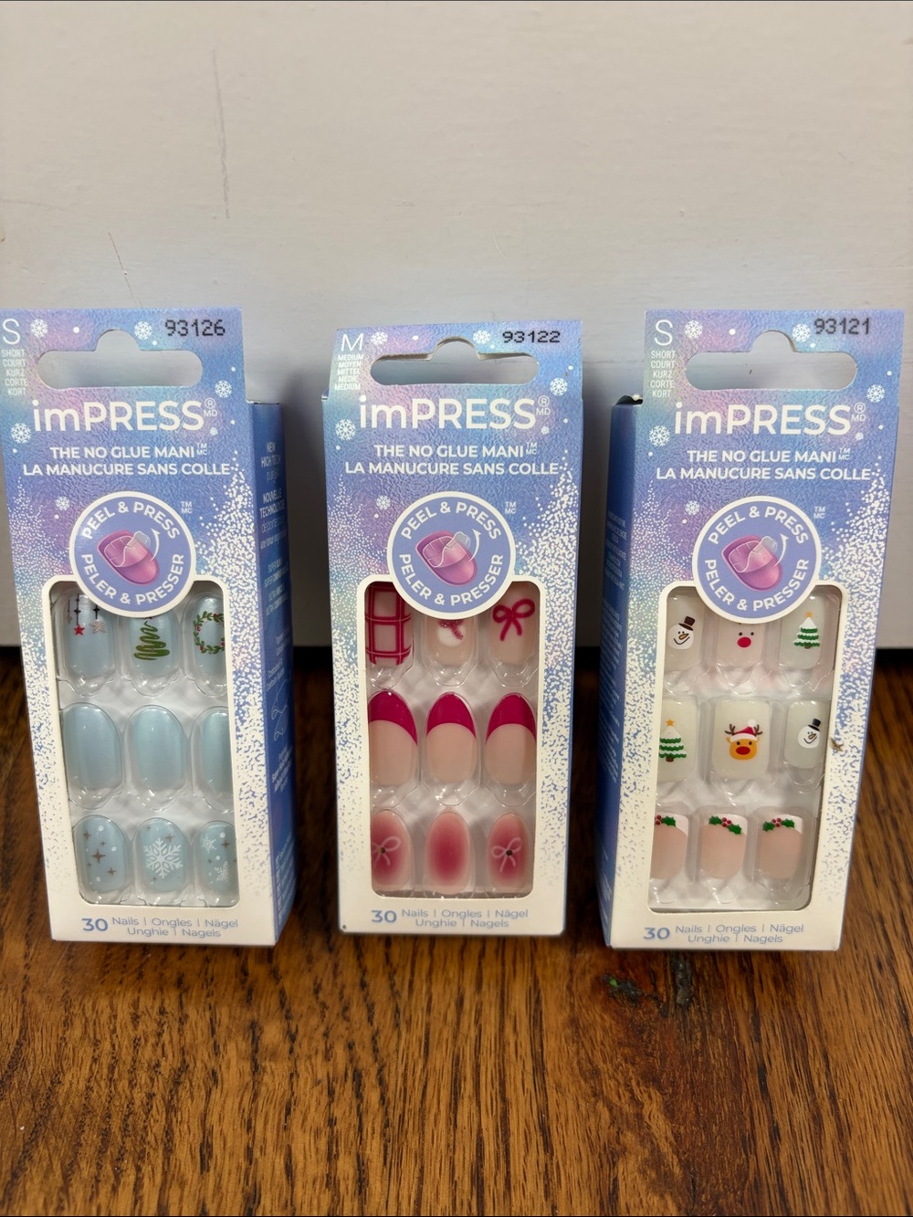 imPRESS Holiday Press-On Nails - Light Blue, Pink & White Festive Designs